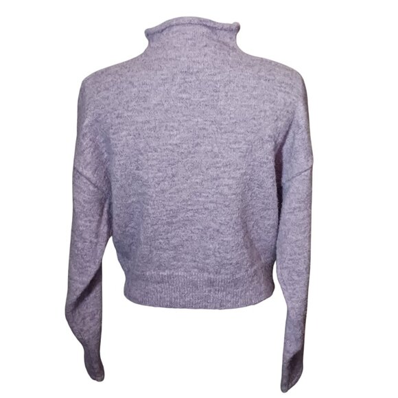 Line & Dot Lila Roll Mock‎ Neck Cropped Sweater in Orchid/Purple Size S - Picture 7 of 14